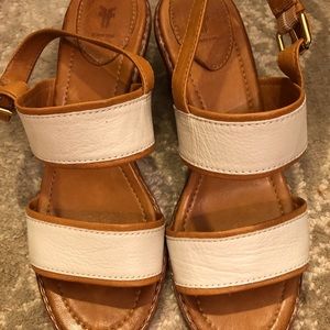 Frye stacked heel sandals.